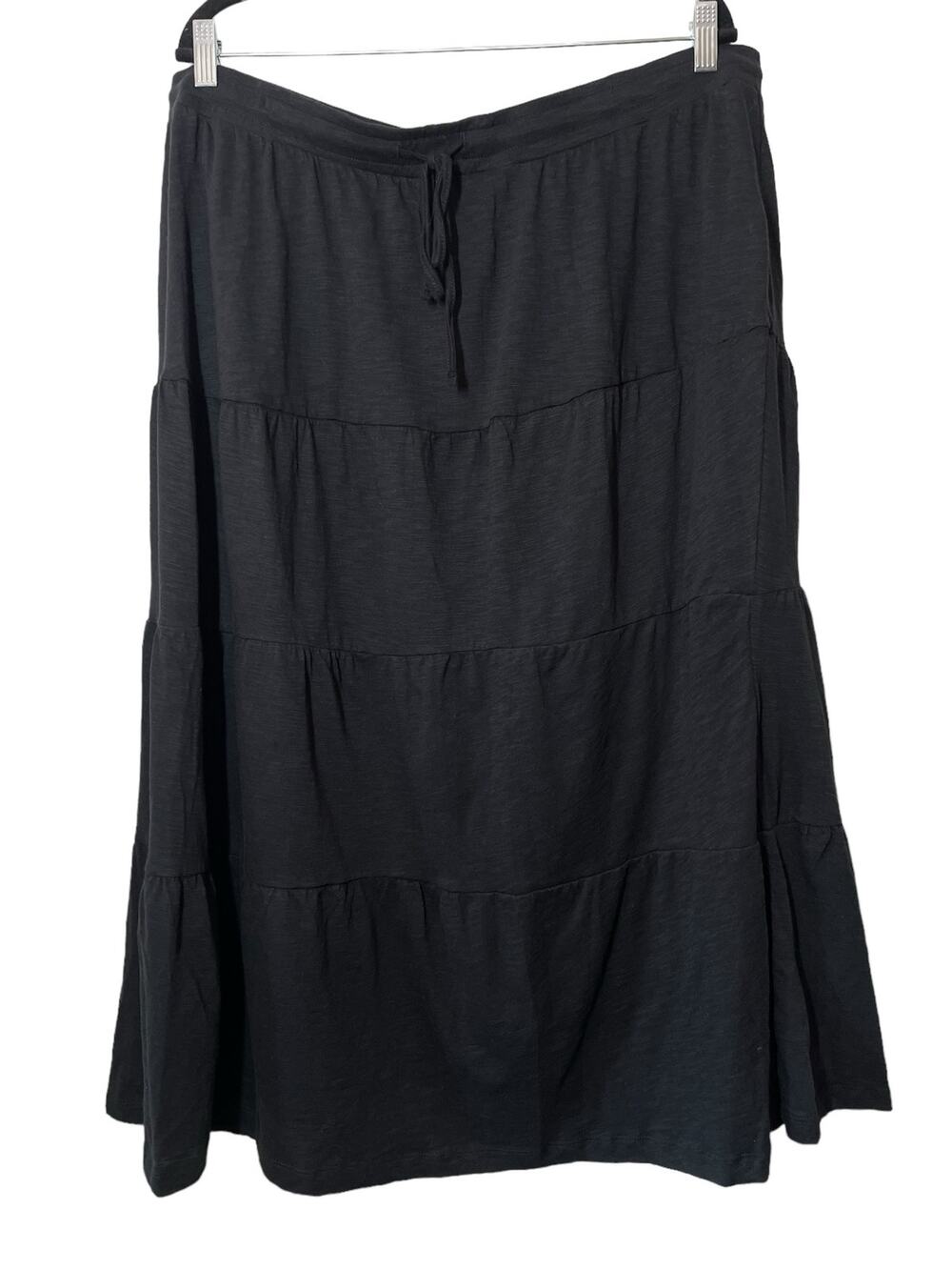 Avenue Tiered Black Skirt Midi NWT 22/24 Womens Cotton
